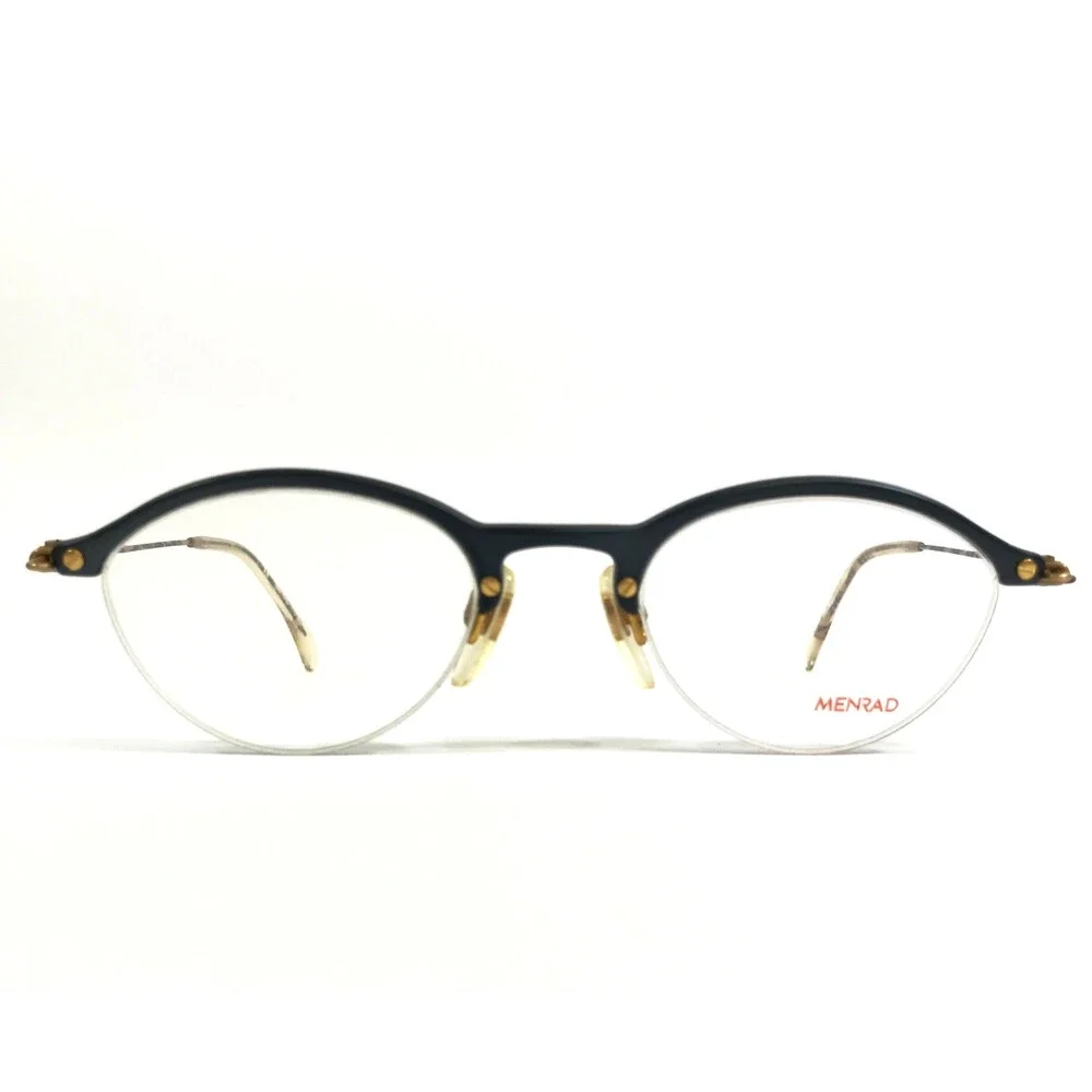 Vintage Menrad Eyeglasses Frames 1453 310 Blue Tortoise Oval Half Rim 47-20-140